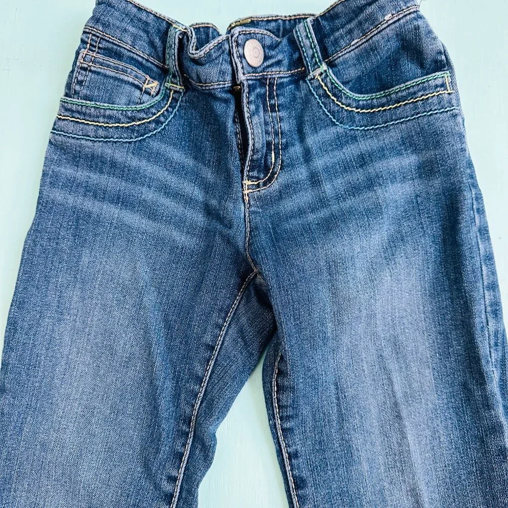 Gymboree Capri Jeans Size 7 Slim Daisy Button Adjustable Waist Denim